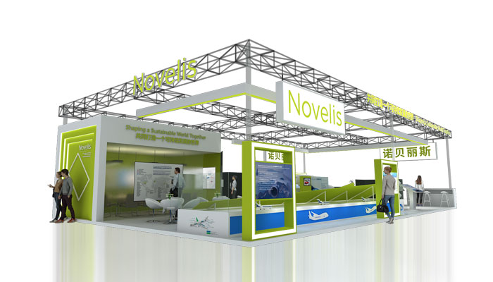 上海160㎡汽車輕量化展覽展位設計圖